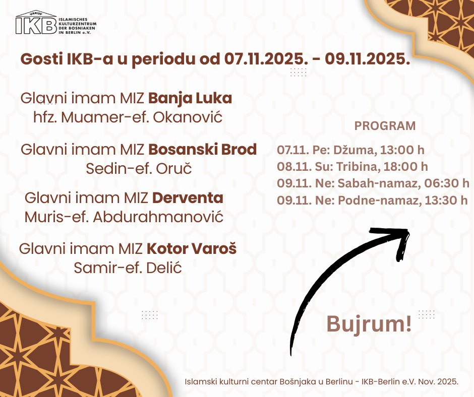 Najavljujemo: Posjeta imama Muftijstva banjalučkog